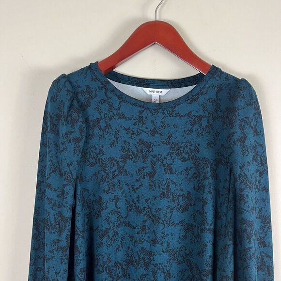 NINE WEST XXL DARK GREEN Black Snake Long Puff Balloon Sleeve Sweater Dress - Picture 3 of 13